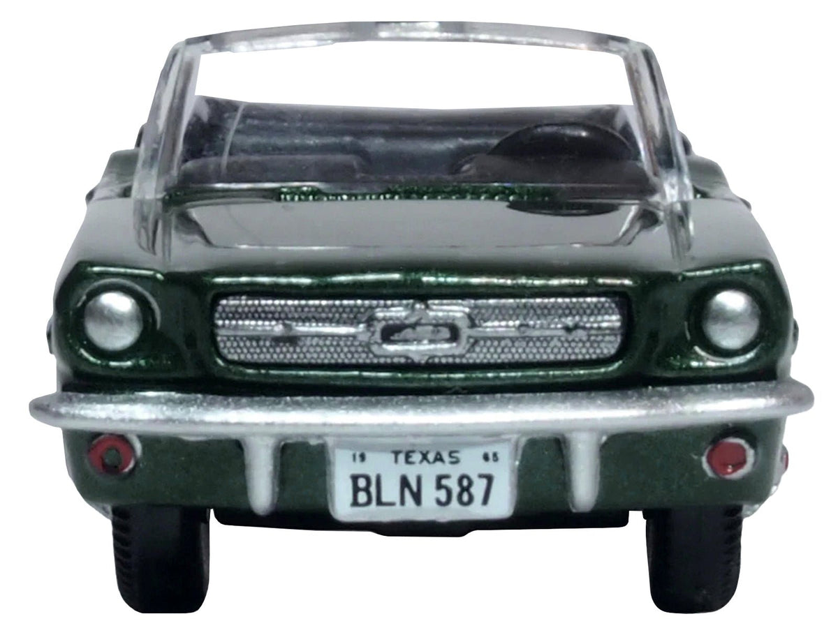 1965 Ford Mustang Convertible Ivy Green Metallic 1/87 (HO) Scale Diecast Model Car by Oxford Diecast-Oxford Diecast-ModelCars.com