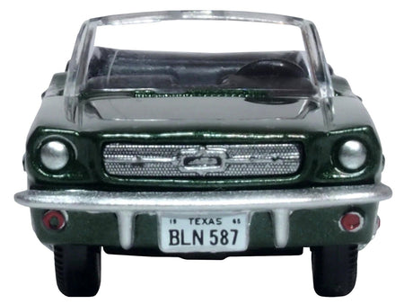 1965 Ford Mustang Convertible Ivy Green Metallic 1/87 (HO) Scale Diecast Model Car by Oxford Diecast-Oxford Diecast-ModelCars.com
