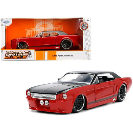 1965 Ford Mustang Custom Red and Black "Bigtime Muscle" Series 1/24 Diecast Model Car by Jada-Jada-ModelCars.com