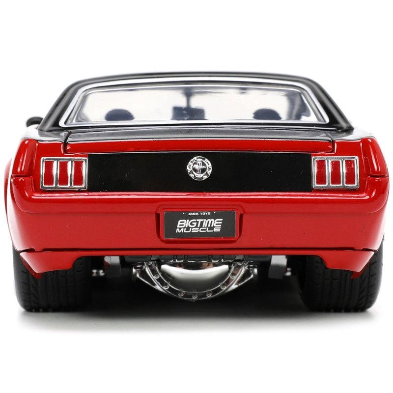 1965 Ford Mustang Custom Red and Black "Bigtime Muscle" Series 1/24 Diecast Model Car by Jada-Jada-ModelCars.com
