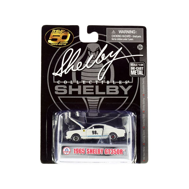 1965 Ford Mustang Shelby GT350R 98B "Terlingua Racing Team" White with Blue Stripes "Shelby American 50 Years" (1962 - 2012) 1/64 Diecast Model Car by Shelby Collectibles - Shelby Collectibles - ModelCars.com