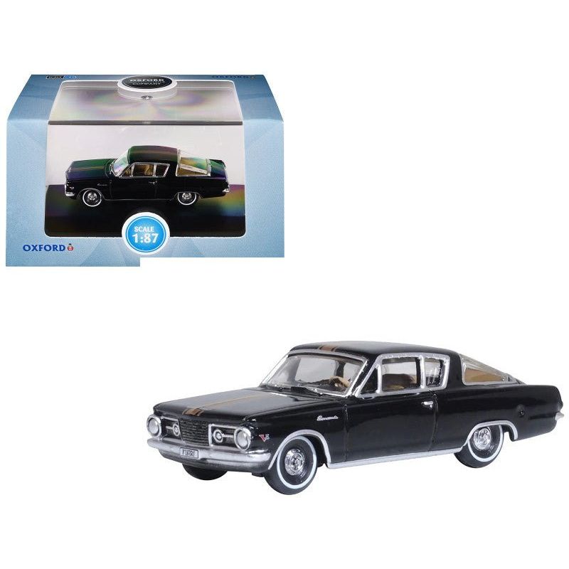 1965 Plymouth Barracuda Black with Gold Stripes 1/87 (HO) Scale Diecast Model Car by Oxford Diecast - Oxford Diecast - ModelCars.com