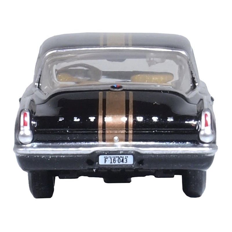 1965 Plymouth Barracuda Black with Gold Stripes 1/87 (HO) Scale Diecast Model Car by Oxford Diecast-Oxford Diecast-ModelCars.com