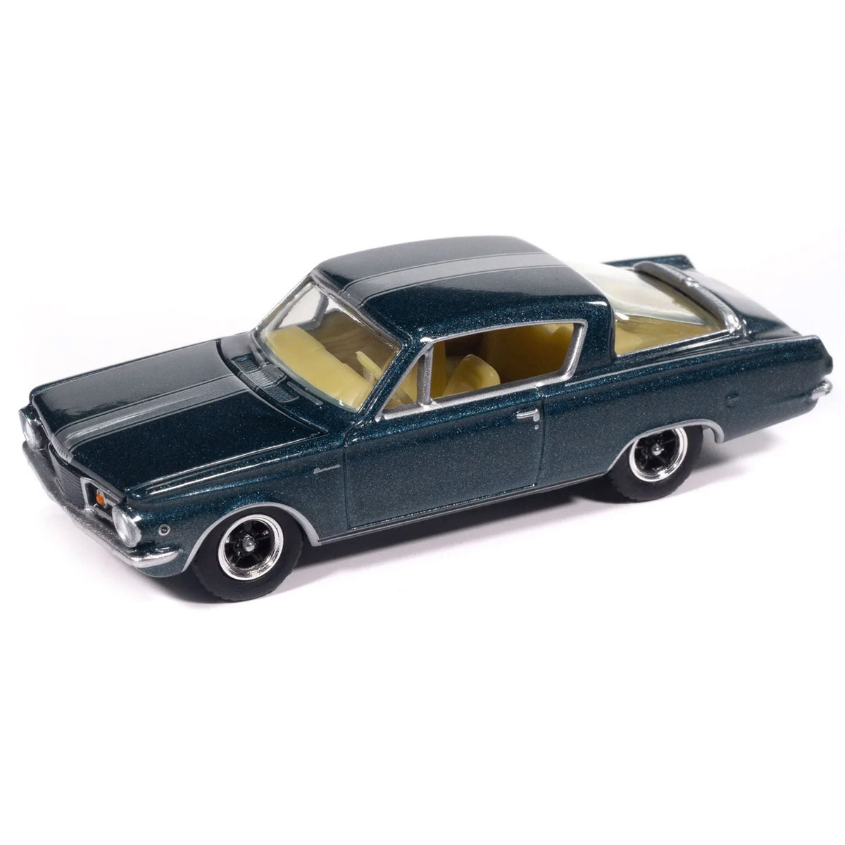 1965 Plymouth Barracuda Formula S Dark Blue Metallic with Silver Stripe "Vintage Muscle" Series 1/64 Diecast Model Car by Auto World-Autoworld-ModelCars.com