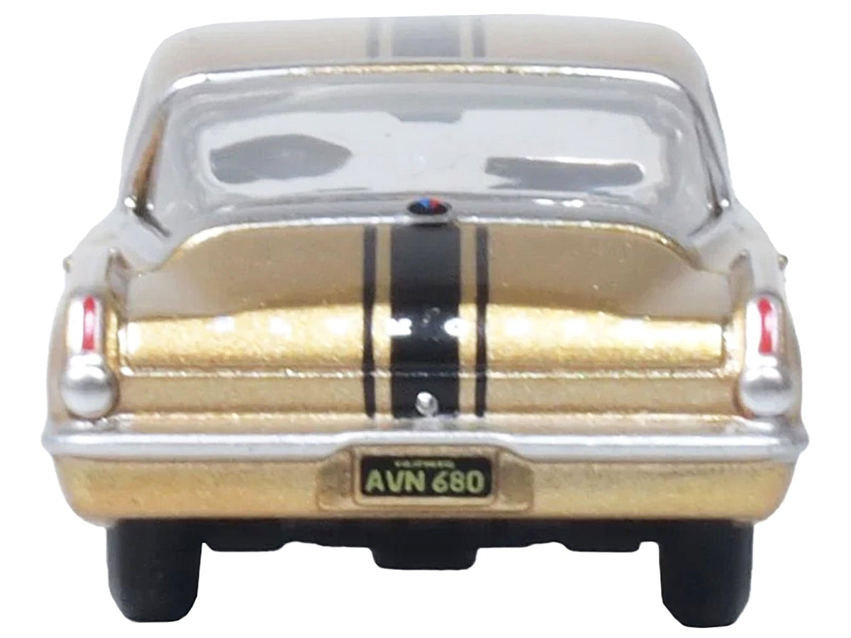 1965 Plymouth Barracuda Gold Metallic with Black Stripes 1/87 (HO) Scale Diecast Model Car by Oxford Diecast-Oxford Diecast-ModelCars.com