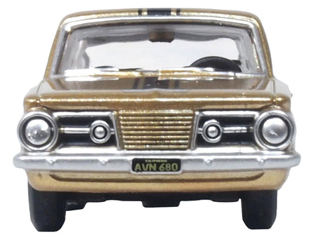 1965 Plymouth Barracuda Gold Metallic with Black Stripes 1/87 (HO) Scale Diecast Model Car by Oxford Diecast-Oxford Diecast-ModelCars.com