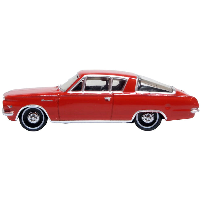 1965 Plymouth Barracuda Red 1/87 (HO) Scale Diecast Model Car by Oxford Diecast-Oxford Diecast-ModelCars.com
