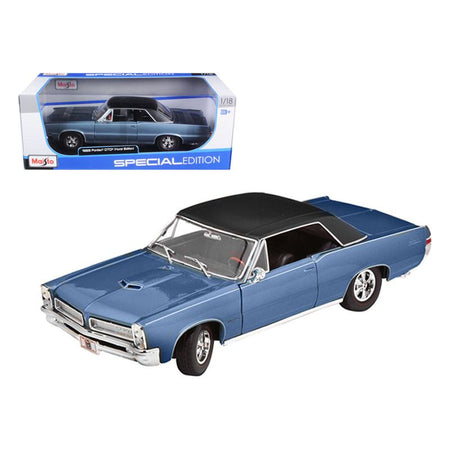 1965 Pontiac GTO Hurst Blue with Black Top 1/18 Diecast Model Car by Maisto-Maisto-ModelCars.com