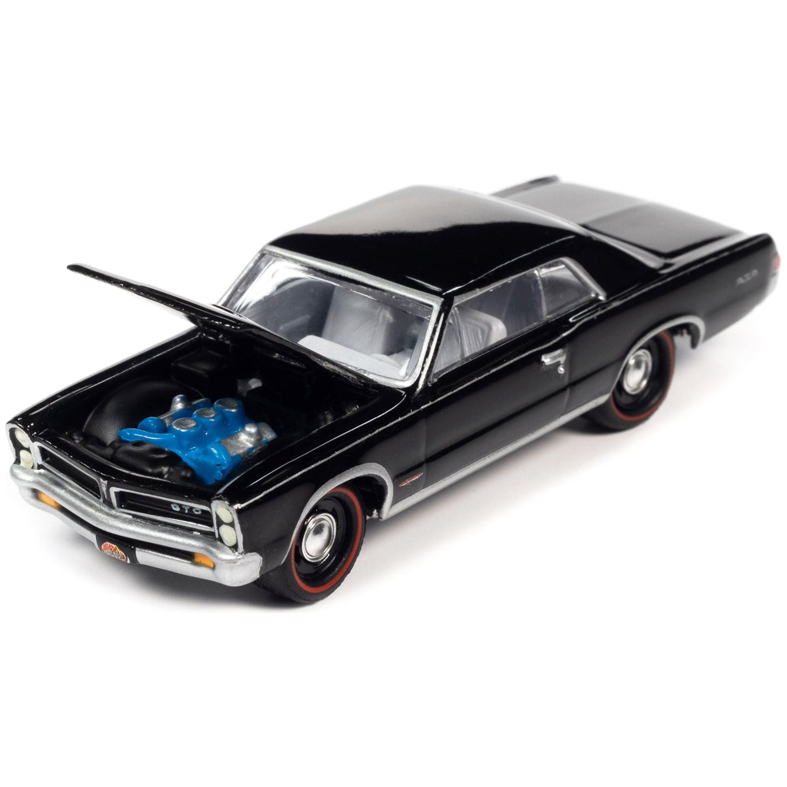 1965 Pontiac GTO Starlight Black with White Interior "MCACN (Muscle Car and Corvette Nationals)" Limited Edition to 4140 pieces Worldwide "Muscle Cars USA" Series 1/64 Diecast Model Car by Johnny Lightning - Johnny Lightning - ModelCars.com