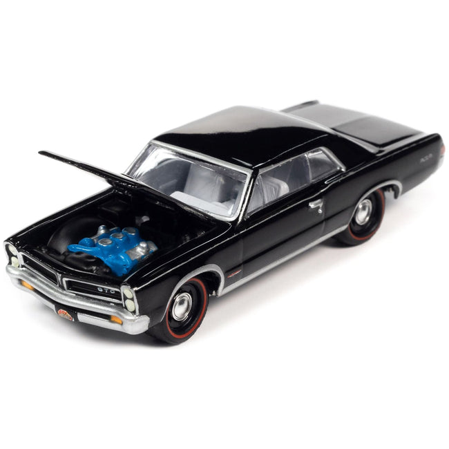 1965 Pontiac GTO Starlight Black with White Interior "MCACN (Muscle Car and Corvette Nationals)" Limited Edition to 4140 pieces Worldwide "Muscle Cars USA" Series 1/64 Diecast Model Car by Johnny Lightning-Johnny Lightning-ModelCars.com