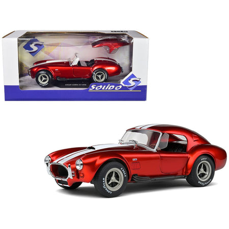 1965 Shelby Cobra 427 MKII Red Metallic with White Stripes 1/18 Diecast Model Car by Solido - Solido - ModelCars.com