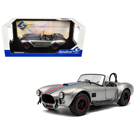 1965 Shelby Cobra 427 MKII "Solido Works M Racing Tribute" Gray Metallic with Stripes 1/18 Diecast Model Car by Solido-Solido-ModelCars.com