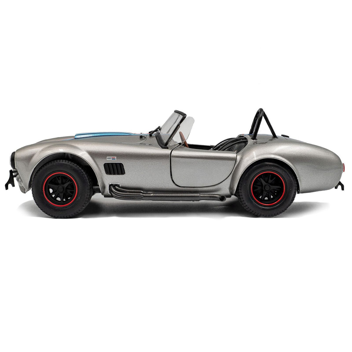 1965 Shelby Cobra 427 MKII "Solido Works M Racing Tribute" Gray Metallic with Stripes 1/18 Diecast Model Car by Solido-Solido-ModelCars.com