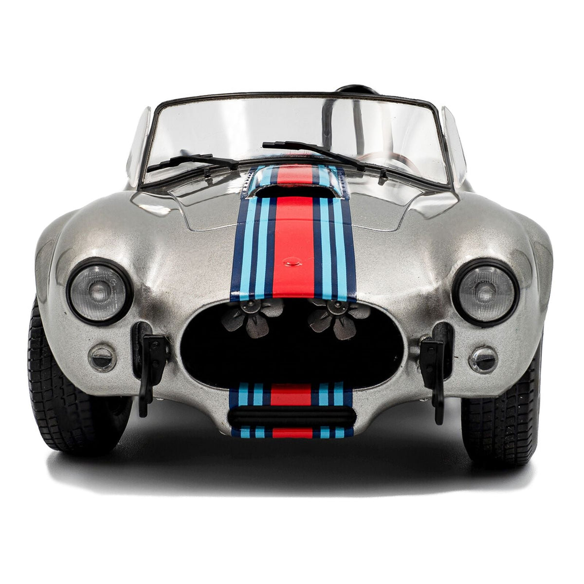 1965 Shelby Cobra 427 MKII "Solido Works M Racing Tribute" Gray Metallic with Stripes 1/18 Diecast Model Car by Solido-Solido-ModelCars.com