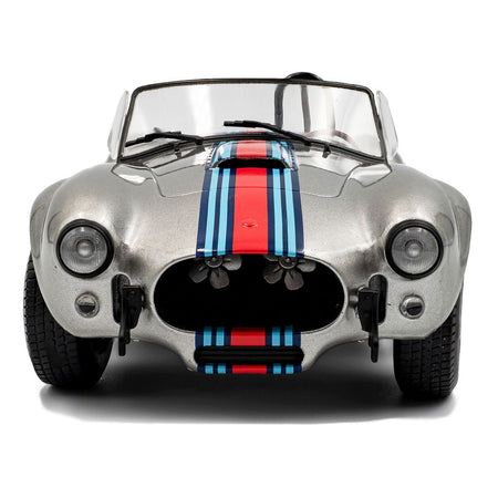 1965 Shelby Cobra 427 MKII "Solido Works M Racing Tribute" Gray Metallic with Stripes 1/18 Diecast Model Car by Solido-Solido-ModelCars.com