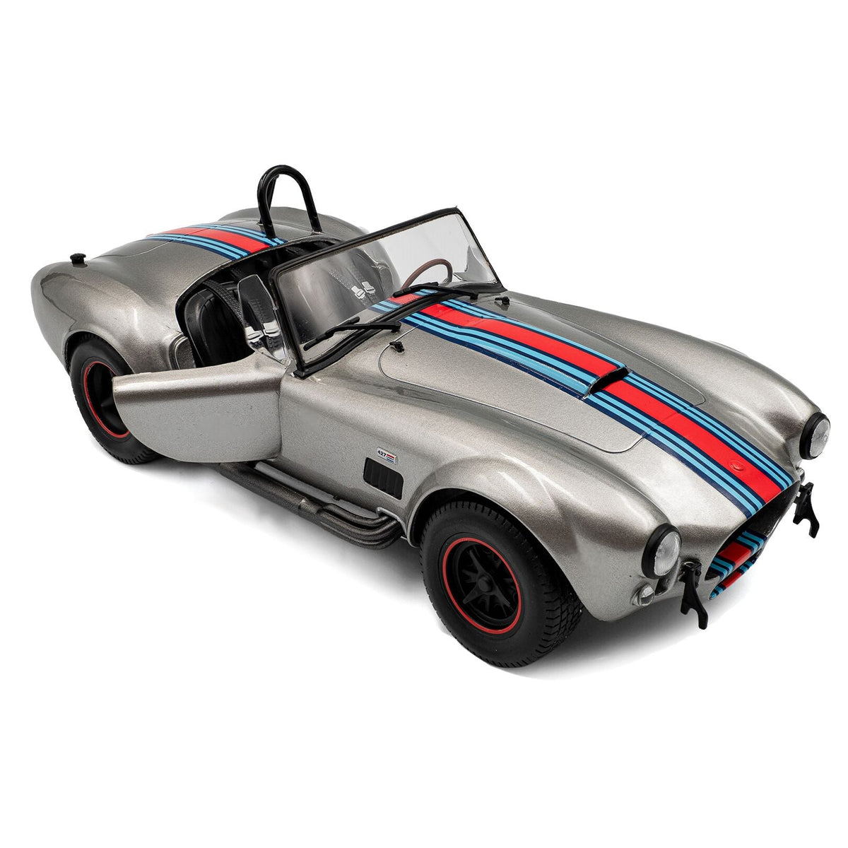 1965 Shelby Cobra 427 MKII "Solido Works M Racing Tribute" Gray Metallic with Stripes 1/18 Diecast Model Car by Solido-Solido-ModelCars.com