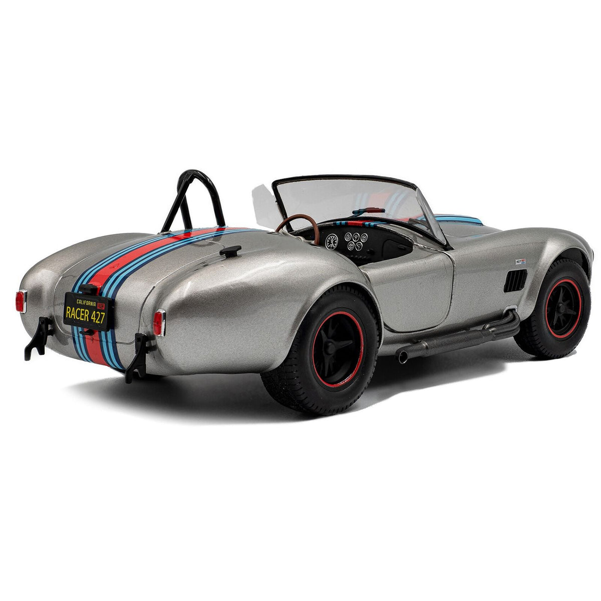 1965 Shelby Cobra 427 MKII "Solido Works M Racing Tribute" Gray Metallic with Stripes 1/18 Diecast Model Car by Solido-Solido-ModelCars.com