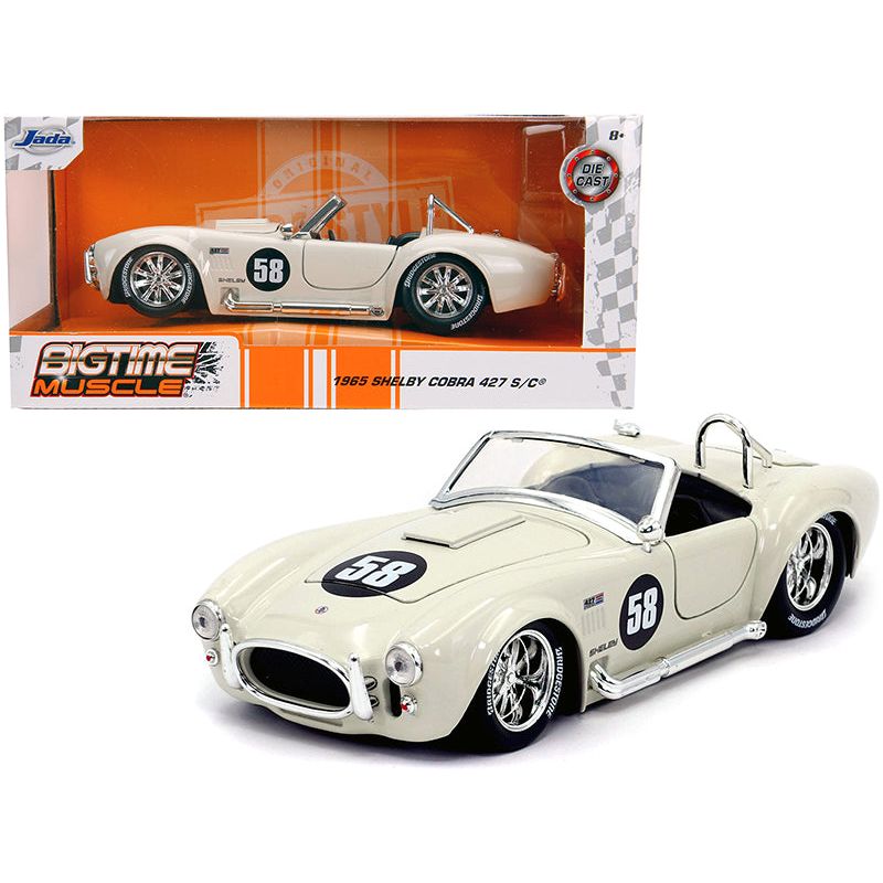 1965 Shelby Cobra 427 S/C 58 Cream "Bigtime Muscle" 1/24 Diecast Model Car by Jada-Jada-ModelCars.com