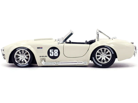 1965 Shelby Cobra 427 S/C 58 Cream "Bigtime Muscle" 1/24 Diecast Model Car by Jada-Jada-ModelCars.com