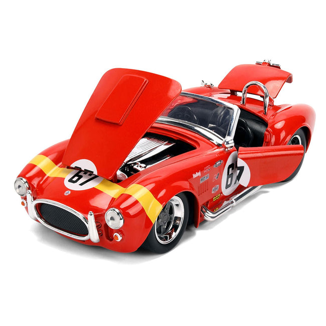 1965 Shelby Cobra 427 S/C #67 Red with Yellow Stripe "Bigtime Muscle" Series 1/24 Diecast Model Car by Jada-Jada-ModelCars.com