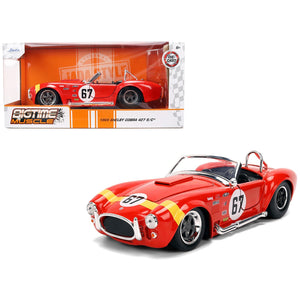 1965 Shelby Cobra 427 S/C #67 Red with Yellow Stripe "Bigtime Muscle" Series 1/24 Diecast Model Car by Jada