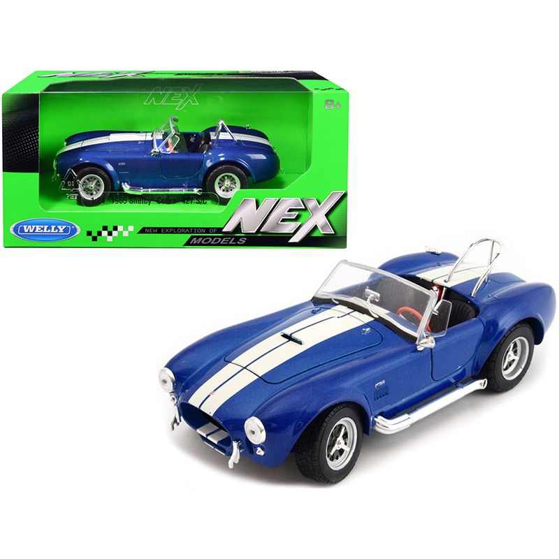 1965 Shelby Cobra 427 S/C Blue Metallic with White Stripes 1/24 Diecast Model Car by Welly - Welly - ModelCars.com