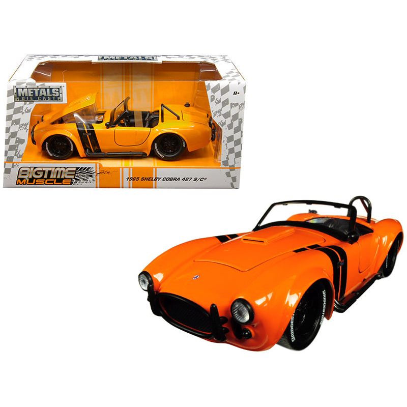 1965 Shelby Cobra 427 S/C Orange with Black Stripes "Bigtime Muscle" 1/24 Diecast Model Car by Jada-Jada-ModelCars.com