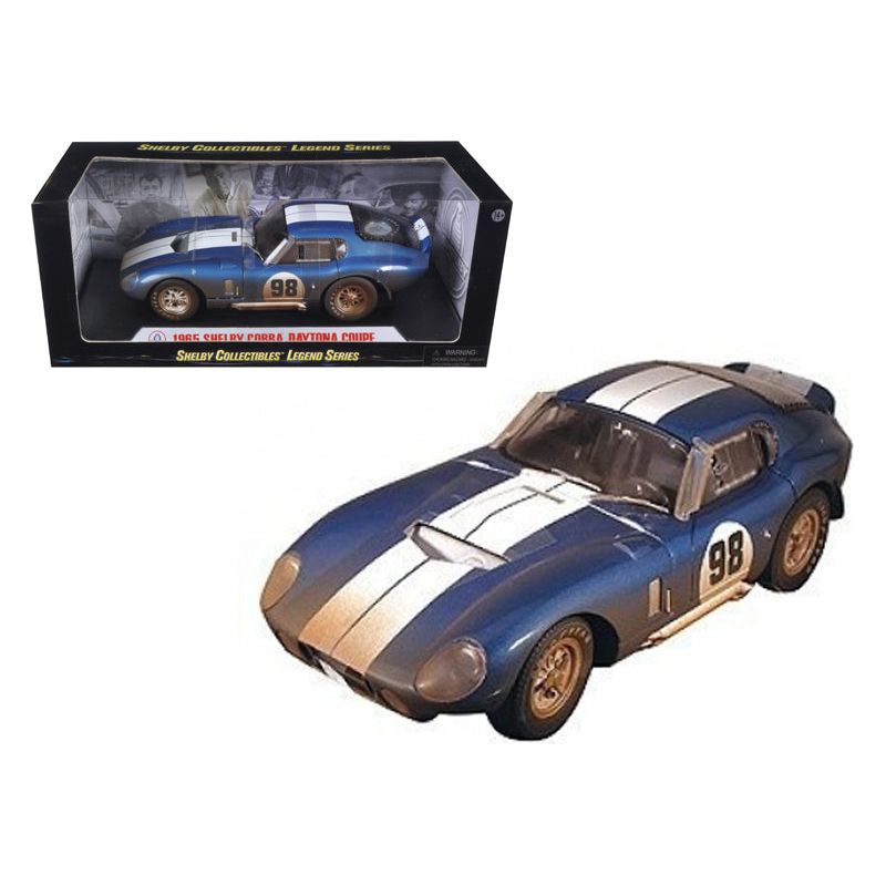 1965 Shelby Cobra Daytona 98 Blue with White Stripes After Race (Dirty Version) 1/18 Diecast Model Car by Shelby Collectibles - Shelby Collectibles - ModelCars.com