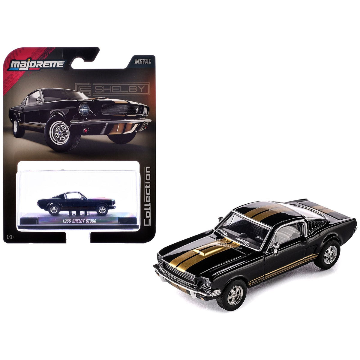 1965 Shelby GT350 Black with Gold Stripes "Collection" Series 1/64 Diecast Model Car by Majorette-Majorette-ModelCars.com