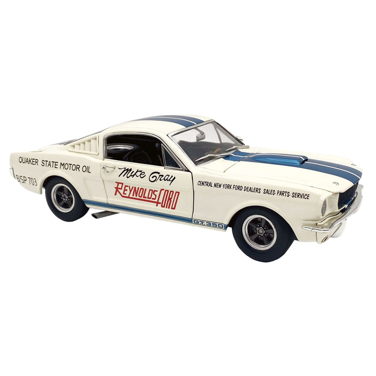 1965 Shelby GT350 "Reynolds Ford" White with Blue Stripes Limited Edition to 204 pieces Worldwide 1/18 Diecast Model Car by ACME-Acme-ModelCars.com