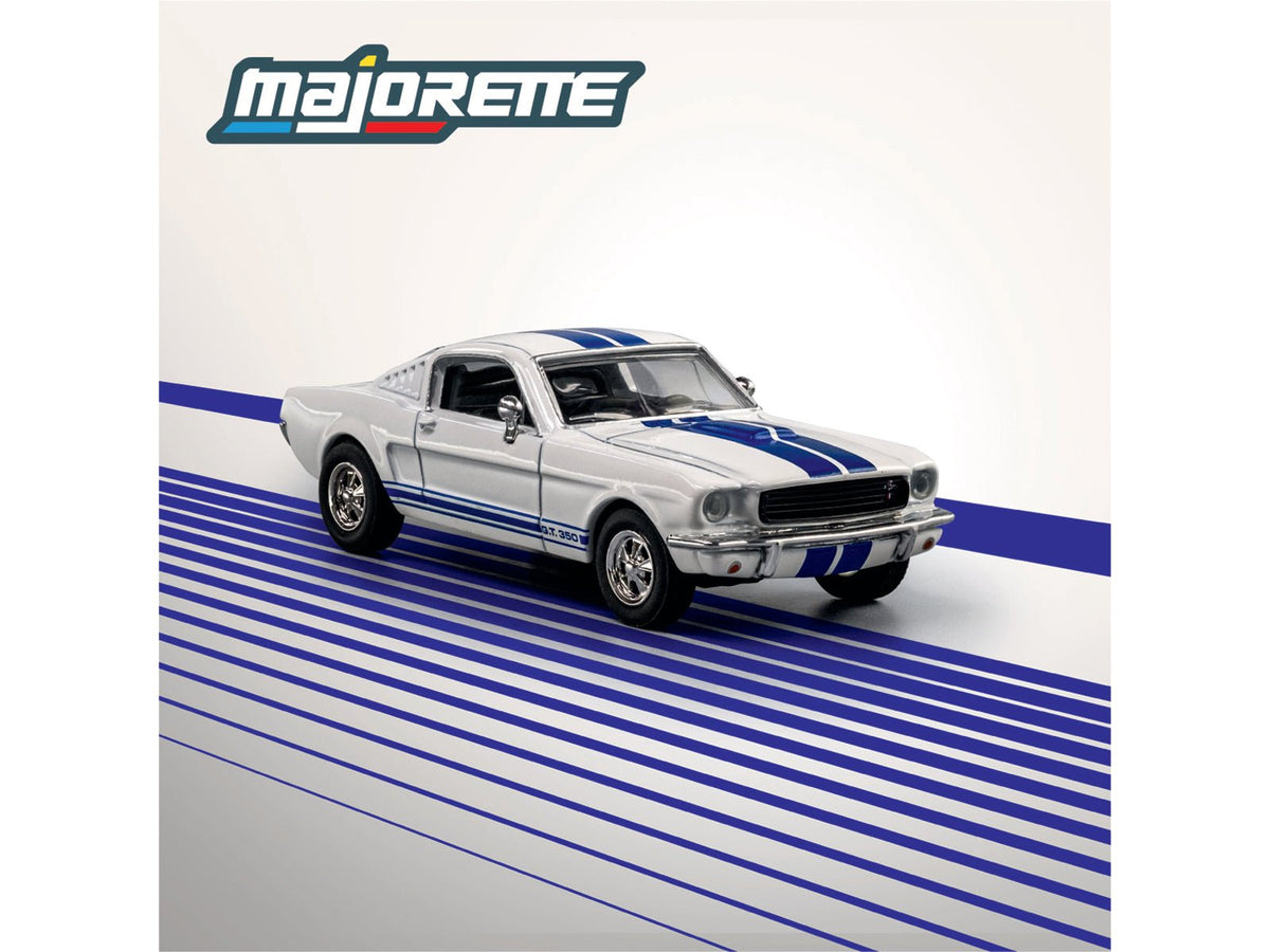 1965 Shelby GT350 White with Blue Stripes "Collection" Series 1/64 Diecast Model Car by Majorette-Majorette-ModelCars.com
