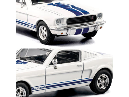 1965 Shelby GT350 White with Blue Stripes "Collection" Series 1/64 Diecast Model Car by Majorette-Majorette-ModelCars.com