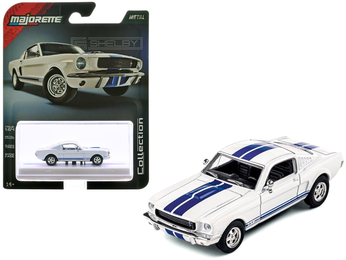 1965 Shelby GT350 White with Blue Stripes "Collection" Series 1/64 Diecast Model Car by Majorette-Majorette-ModelCars.com