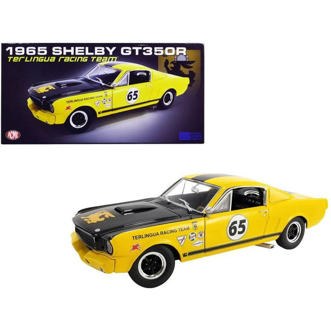 1965 Shelby GT350R 65 Yellow with Black Hood and Stripes "Terlingua Racing Team Tribute" Limited Edition to 300 pieces Worldwide 1/18 Diecast Model Car by ACME - Acme - ModelCars.com