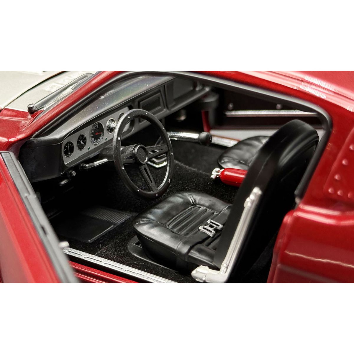 1965 Shelby GT350R Pro Touring Red Metallic with Silver Hood and Trunk Limited Edition to 350 pieces Worldwide 1/18 Diecast Model Car by ACME-Acme-ModelCars.com
