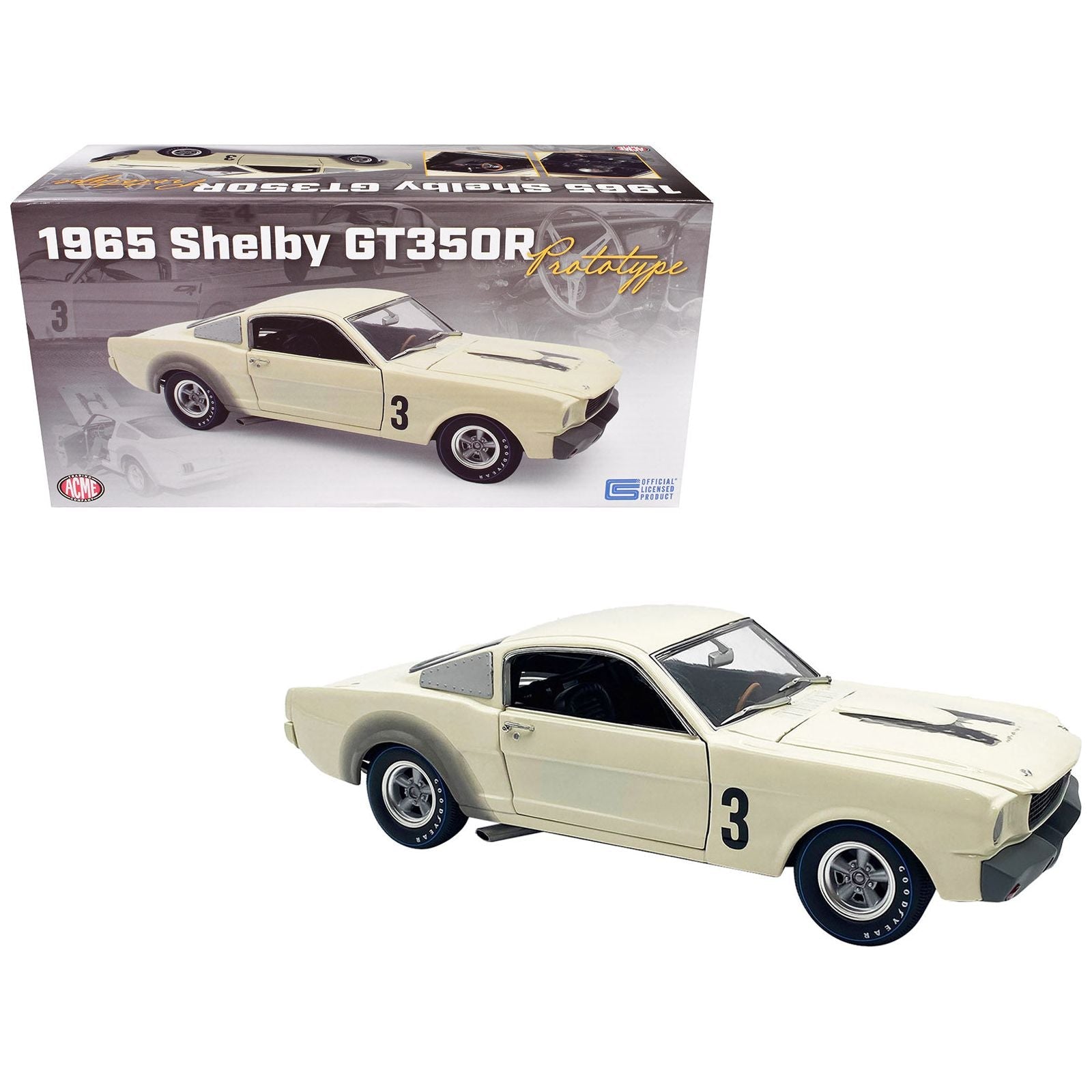 1965 Shelby GT350R Prototype 3 White Limited Edition to 312 pieces Worldwide 1/18 Diecast Model Car by ACME - Acme - ModelCars.com