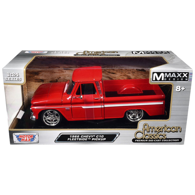 1966 Chevrolet C10 Fleetside Pickup Truck Red "Maxx Design" "American Classics" Series 1/24 Diecast Model Car by Motormax-Motormax-ModelCars.com