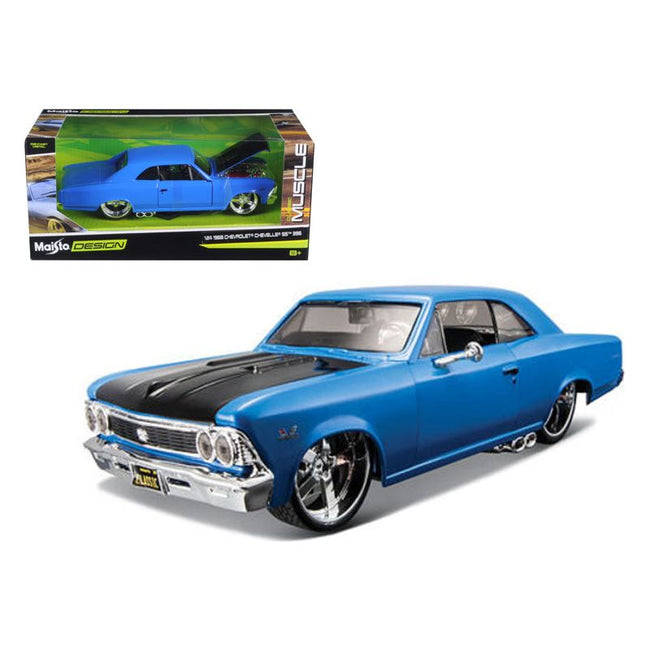 1966 Chevrolet Chevelle SS 396 Blue with Black Hood "Classic Muscle" 1/24 Diecast Model Car by Maisto - Maisto - ModelCars.com