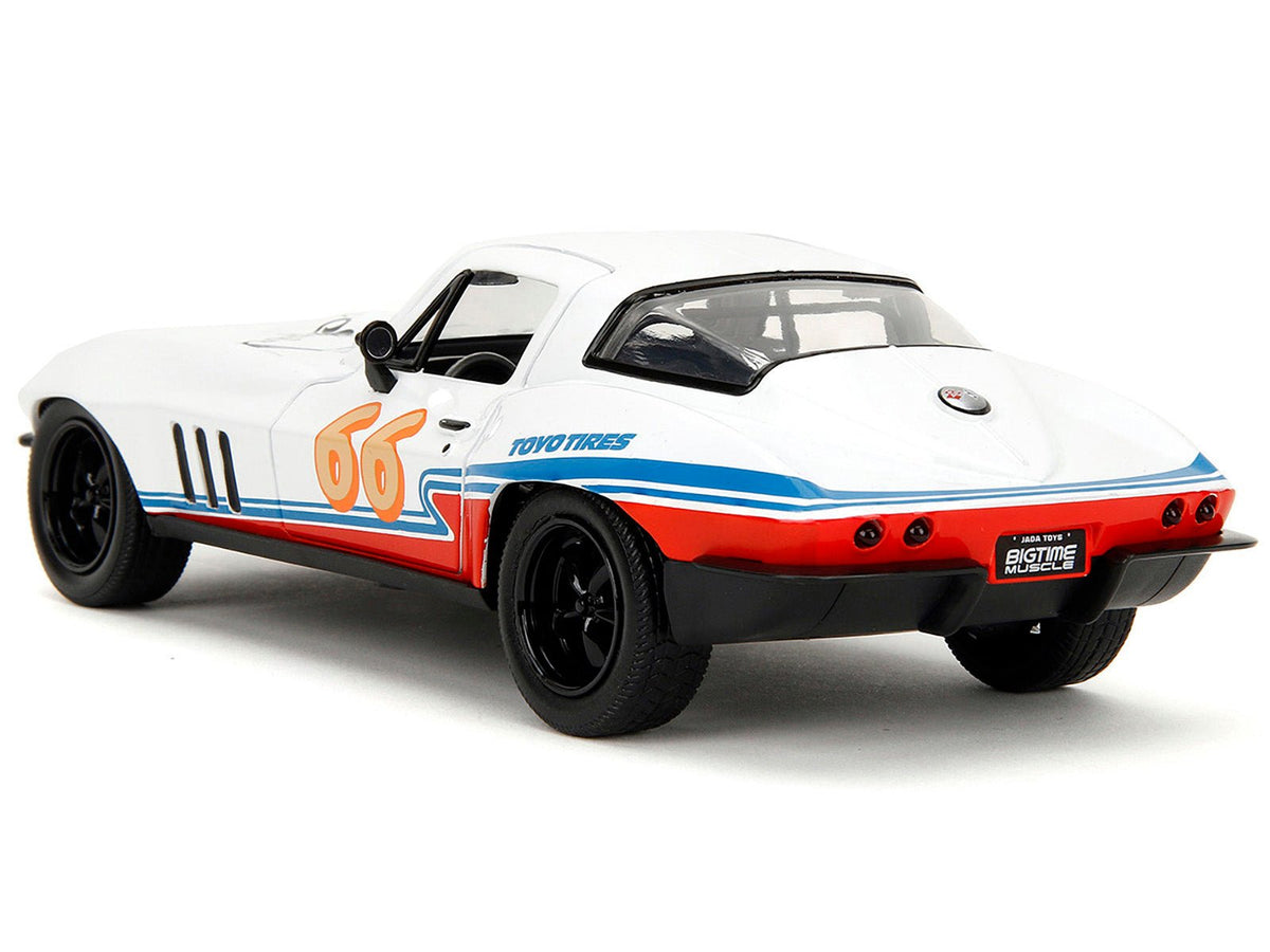 1966 Chevrolet Corvette #66 "Racing Spirit" White with Graphics "Bigtime Muscle" Series 1/24 Diecast Model Car by Jada-Jada-ModelCars.com
