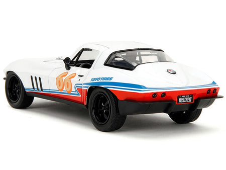 1966 Chevrolet Corvette #66 "Racing Spirit" White with Graphics "Bigtime Muscle" Series 1/24 Diecast Model Car by Jada-Jada-ModelCars.com