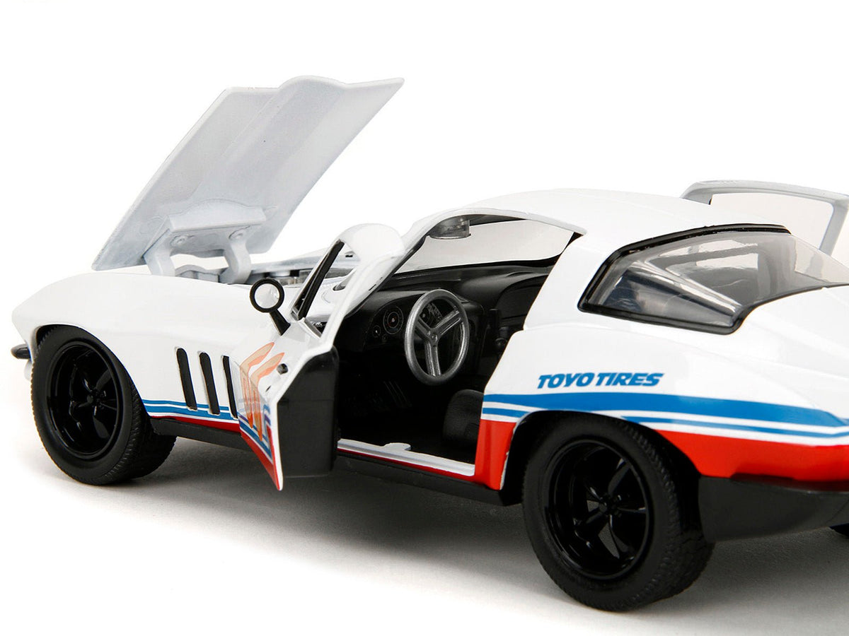 1966 Chevrolet Corvette #66 "Racing Spirit" White with Graphics "Bigtime Muscle" Series 1/24 Diecast Model Car by Jada-Jada-ModelCars.com