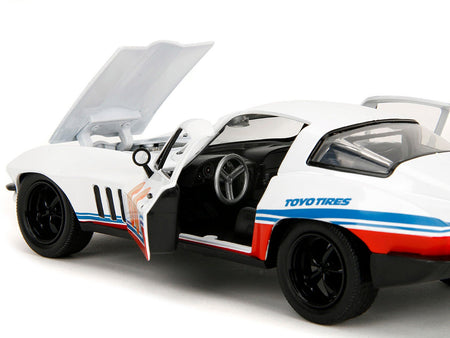 1966 Chevrolet Corvette #66 "Racing Spirit" White with Graphics "Bigtime Muscle" Series 1/24 Diecast Model Car by Jada-Jada-ModelCars.com