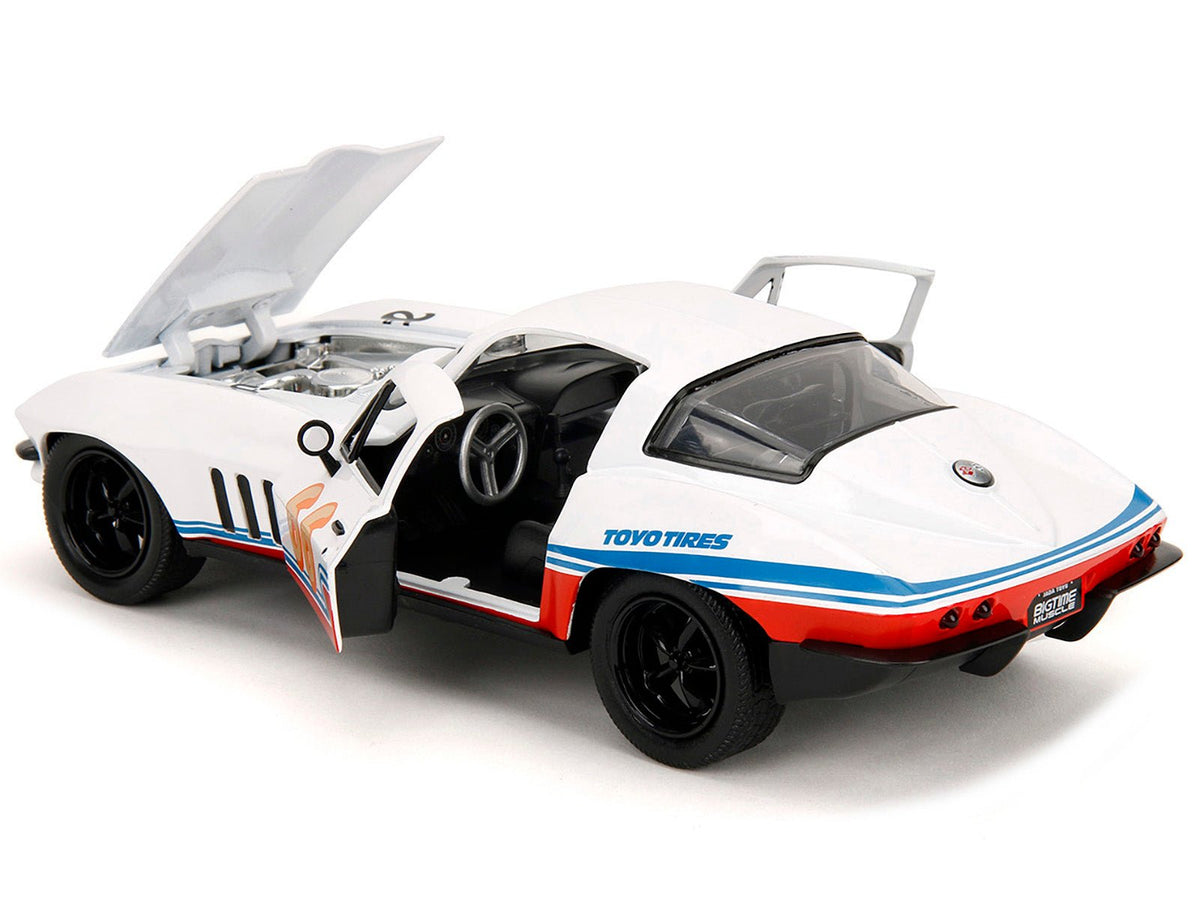 1966 Chevrolet Corvette #66 "Racing Spirit" White with Graphics "Bigtime Muscle" Series 1/24 Diecast Model Car by Jada-Jada-ModelCars.com