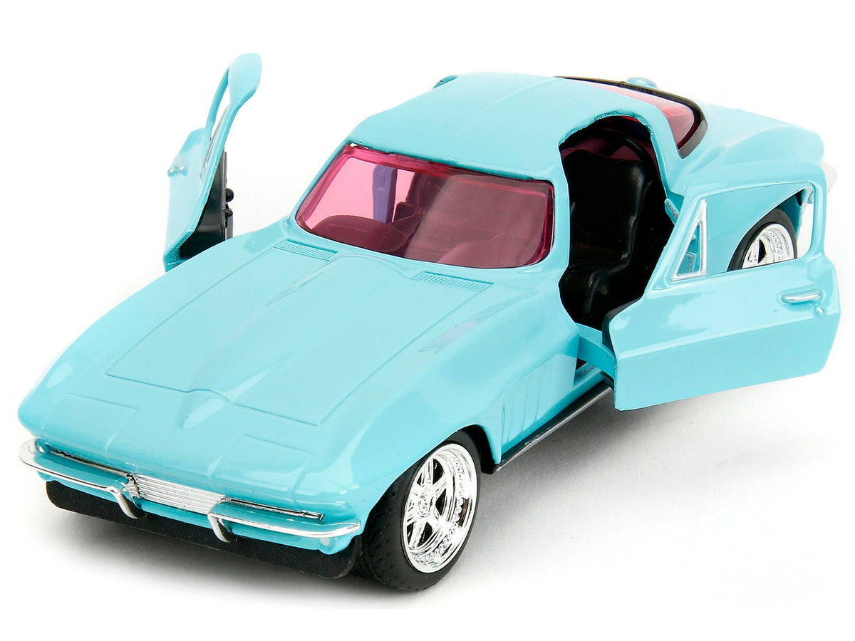 1966 Chevrolet Corvette Light Blue with Pink Tinted Windows "Pink Slips" Series 1/32 Diecast Model Car by Jada-Jada-ModelCars.com