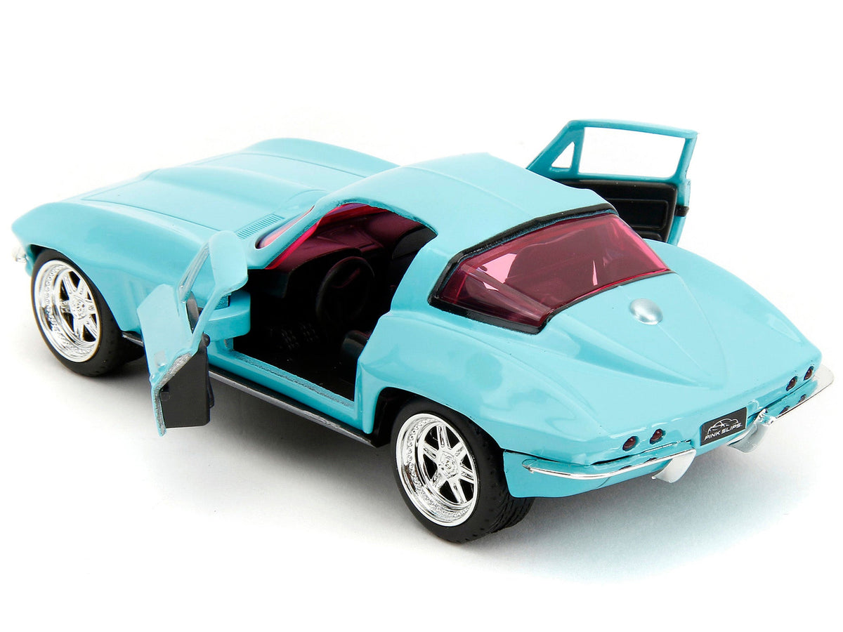 1966 Chevrolet Corvette Light Blue with Pink Tinted Windows "Pink Slips" Series 1/32 Diecast Model Car by Jada-Jada-ModelCars.com