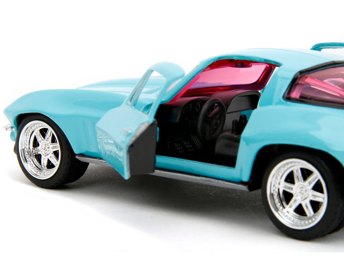 1966 Chevrolet Corvette Light Blue with Pink Tinted Windows "Pink Slips" Series 1/32 Diecast Model Car by Jada-Jada-ModelCars.com