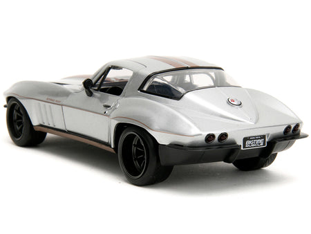 1966 Chevrolet Corvette Silver Metallic with Bronze Stripes "Bigtime Muscle" Series 1/24 Diecast Model Car by Jada-Jada-ModelCars.com
