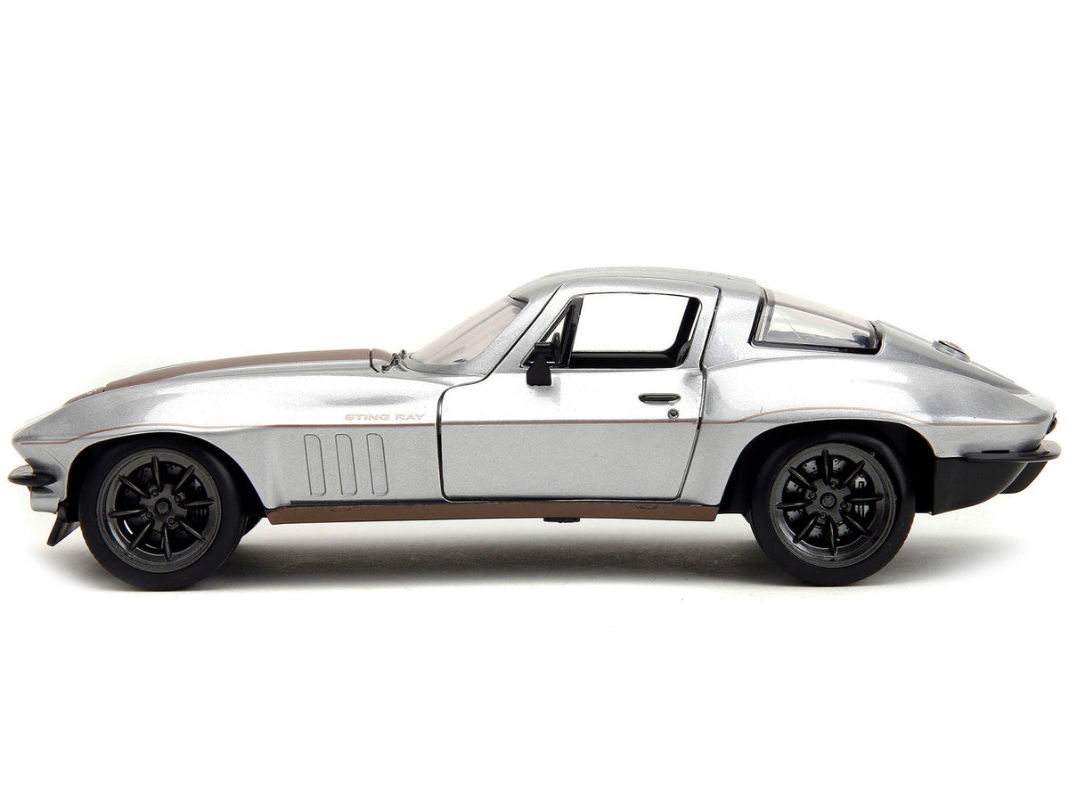 1966 Chevrolet Corvette Silver Metallic with Bronze Stripes "Bigtime Muscle" Series 1/24 Diecast Model Car by Jada-Jada-ModelCars.com