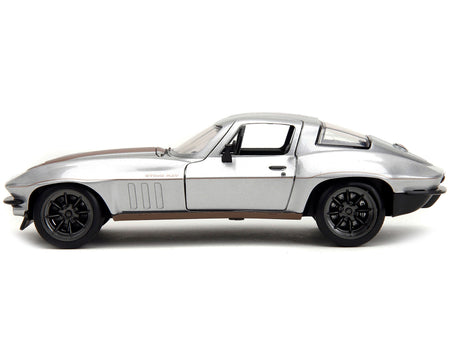 1966 Chevrolet Corvette Silver Metallic with Bronze Stripes "Bigtime Muscle" Series 1/24 Diecast Model Car by Jada-Jada-ModelCars.com