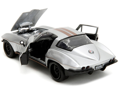 1966 Chevrolet Corvette Silver Metallic with Bronze Stripes "Bigtime Muscle" Series 1/24 Diecast Model Car by Jada-Jada-ModelCars.com